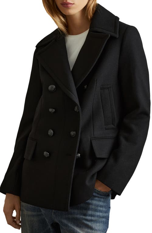 Shop Reiss Lily Double Breasted Wool Blend Coat In Black