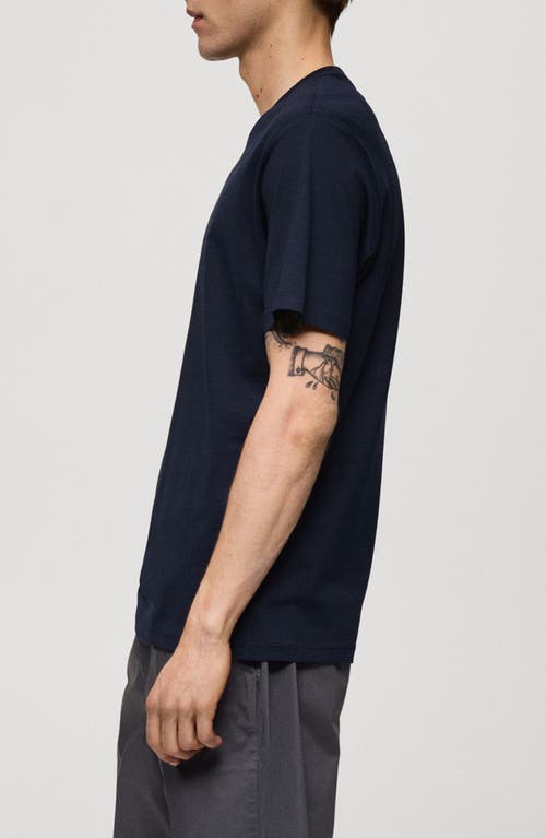 Shop Mango Slim Fit Cotton T-shirt In Navy