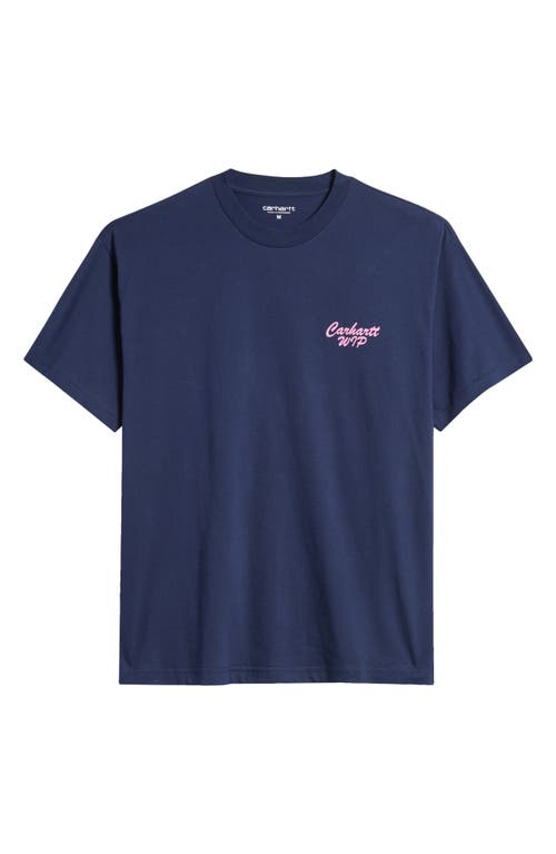 Carhartt Friendship Organic Cotton T-shirt In Air Force Blue / Light Pink