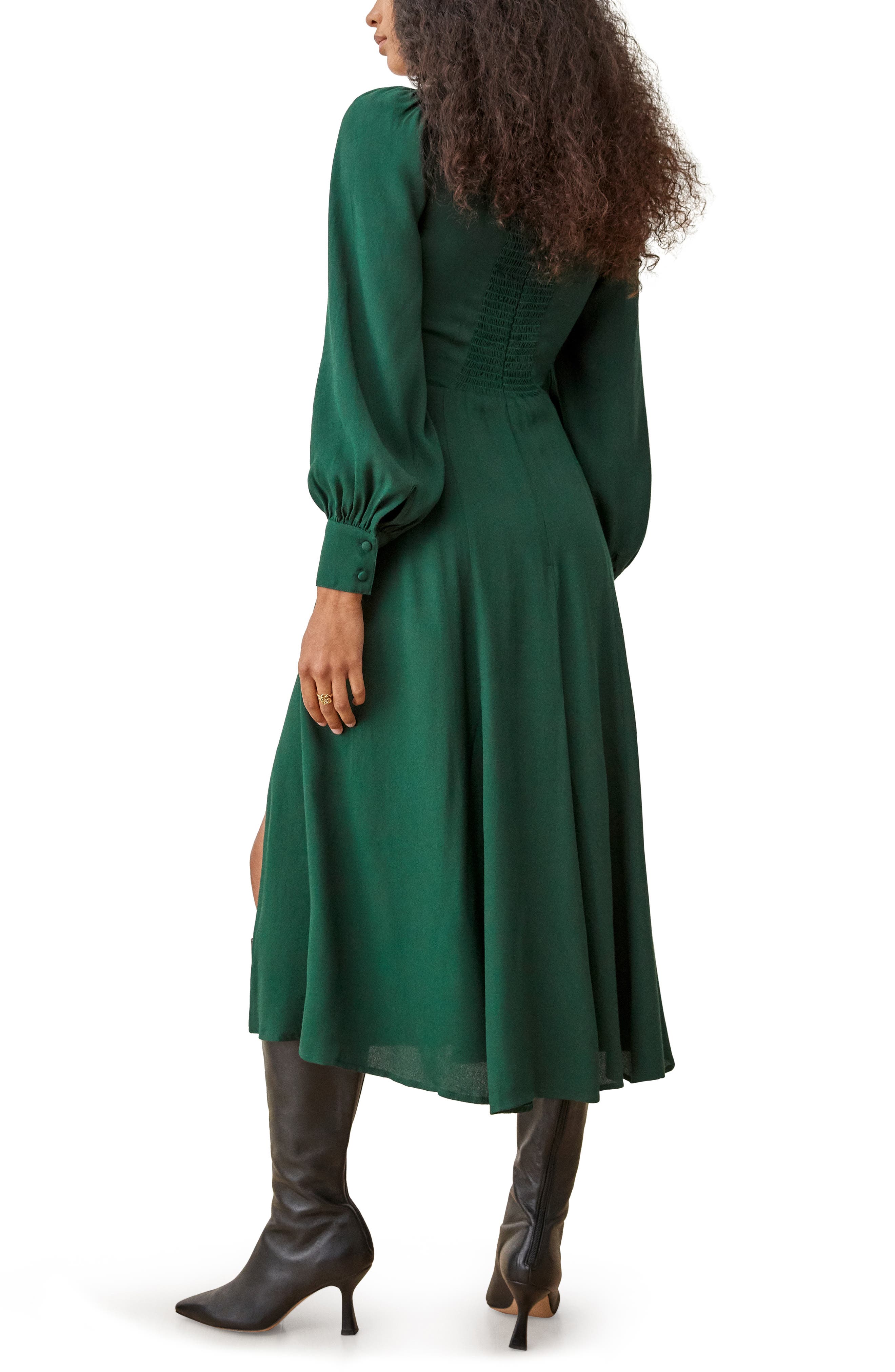 reformation green dress nordstrom