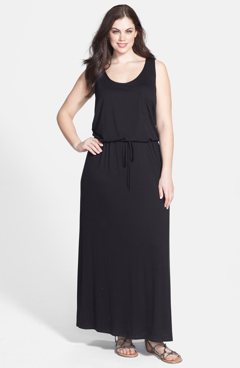 Caslon® Drawstring Waist Maxi Dress (Plus Size) | Nordstrom