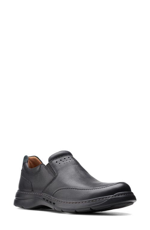 Clarks(r) Brawley Loafer in Black Tumbled Leather