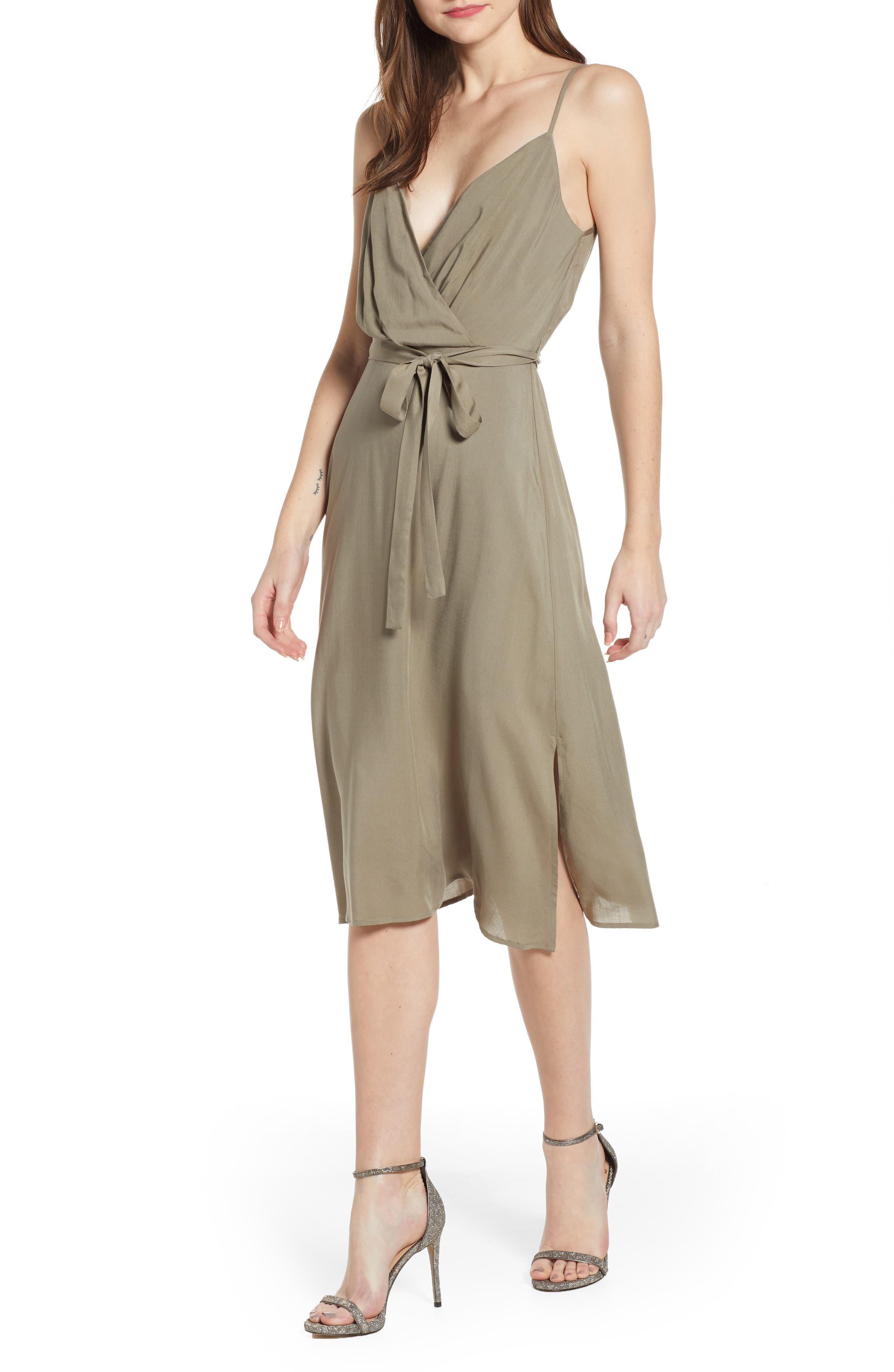 Row A Surplice Midi Dress, Green