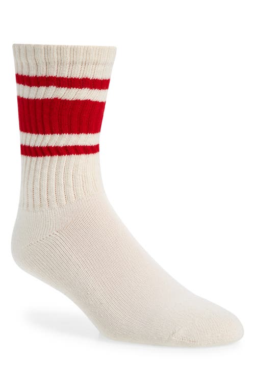 The Mono Stripe Cotton Blend Crew Socks in Red