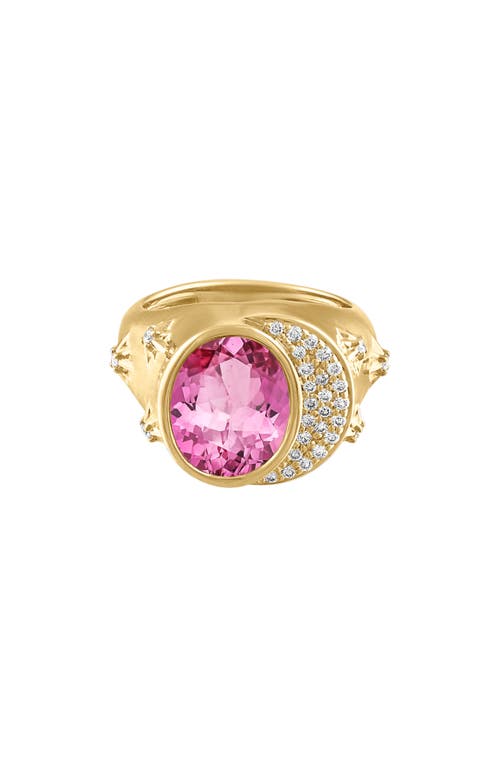 Shop Eden Presley Celeste Pink Tourmaline & Diamond Pinky Ring In Pink Tourmaline/white Diamond