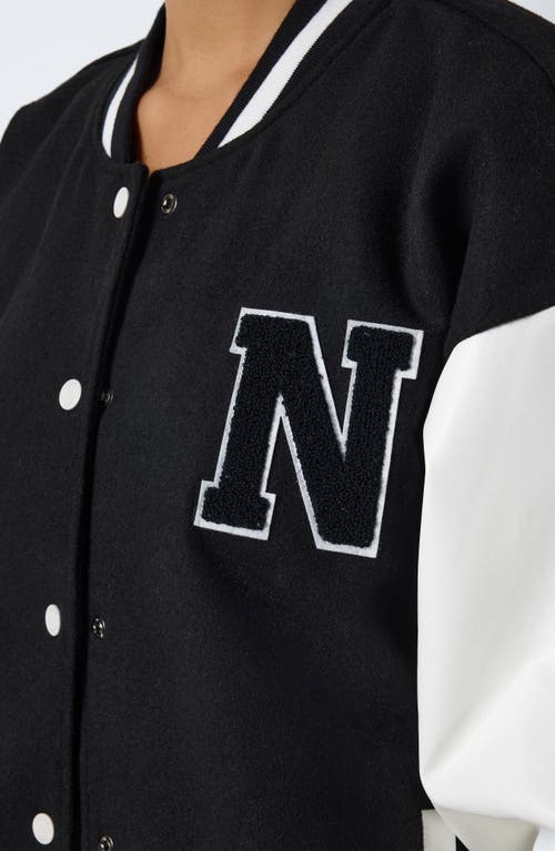 Shop Noisy May Delva College Jacket In Black Detail Pearled