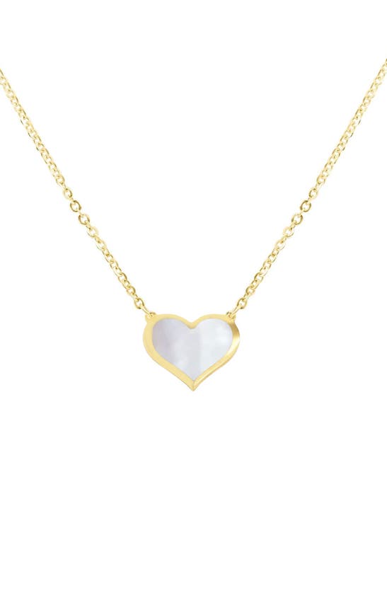 House Of Frosted Heart Pendant Necklace In Gold/ Mother Of Pearl
