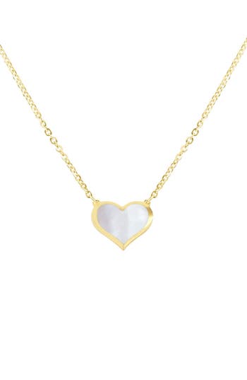 Shop House Of Frosted Heart Pendant Necklace In Gold/mother Of Pearl