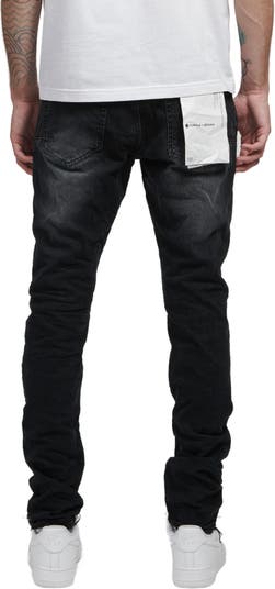 PURPLE BRAND P002 Slim Dropped Fit Repair Jeans - Black Repair