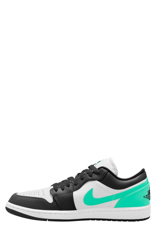 Shop Jordan Air  1 Low Sneaker In White/ Black/ Green Glow