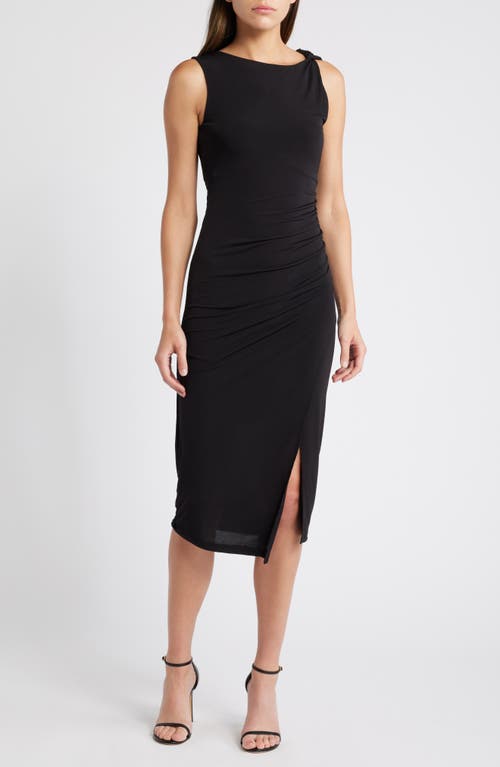 Shop Socialite Twist Shoulder Body-con Dress In Black