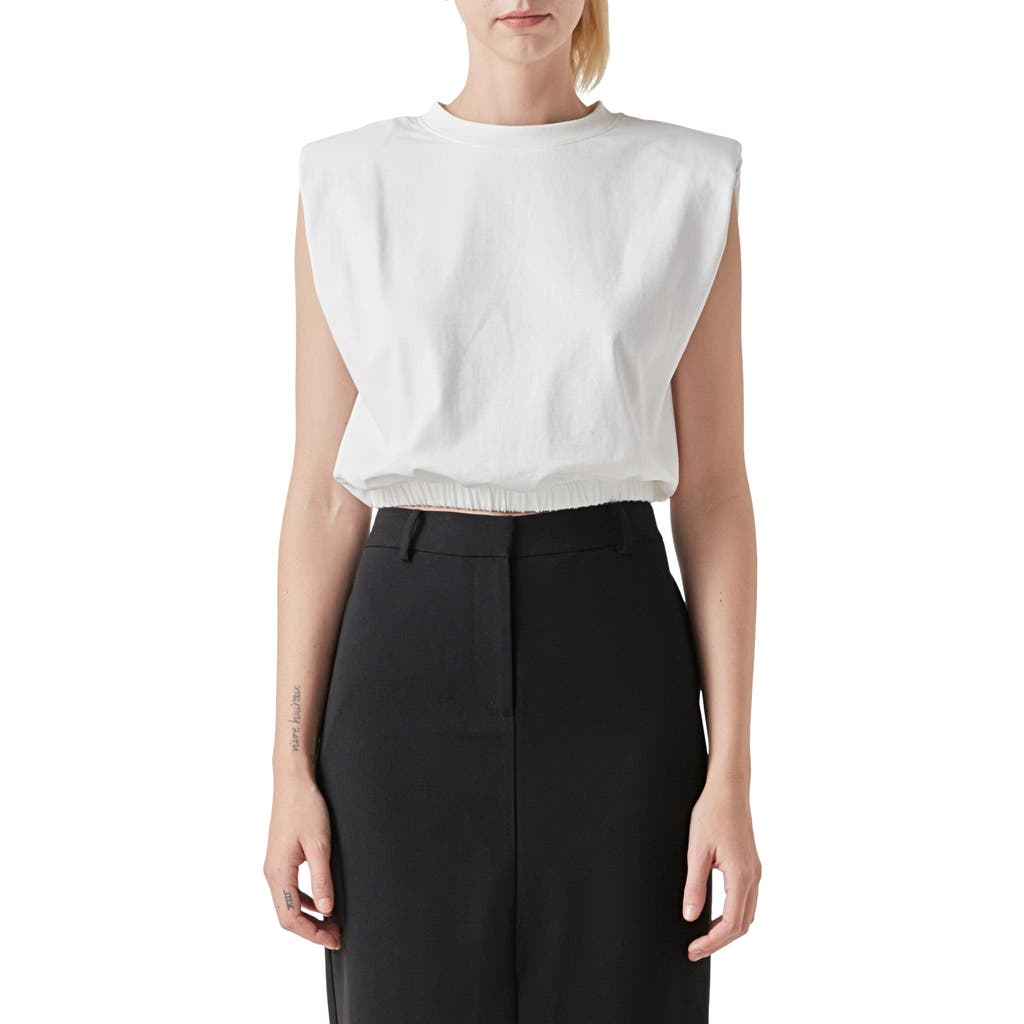 Grey Lab Open Back Crop T-shirt In White