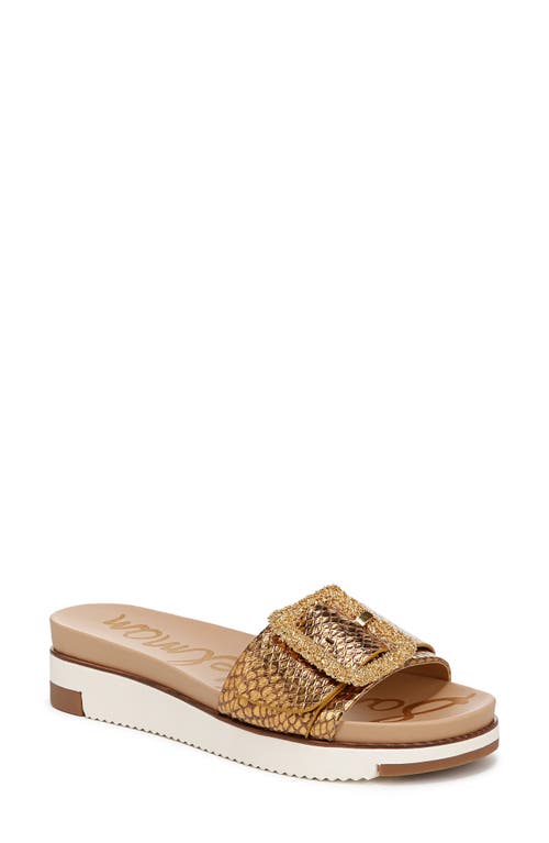 Shop Sam Edelman Ariane Platform Slide Sandal In Medallion Gold