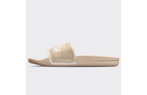 Apl Athletic Propulsion Labs Big Logo Techloom Slide Sandals In Beach/ivory