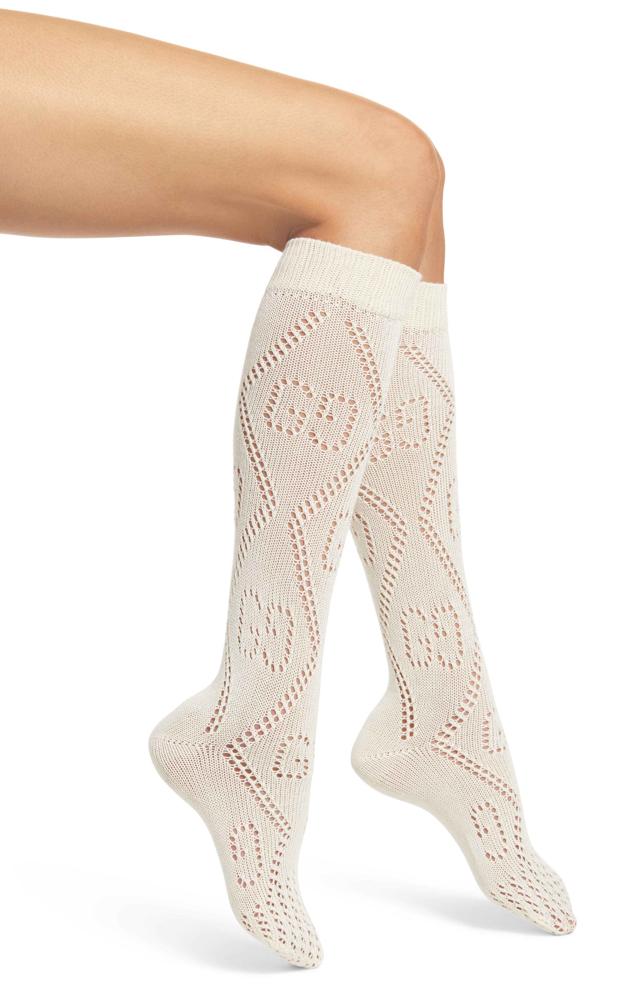 Gucci Knee High Socks In Ivory | ModeSens