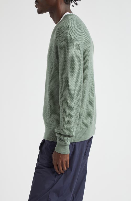 Shop Herno Textured Wool Crewneck Sweater In Sage Green