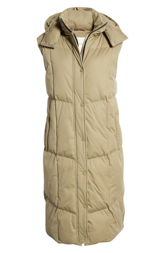 Avec Les Filles Hooded Longline Puffer Vest In Rosemary