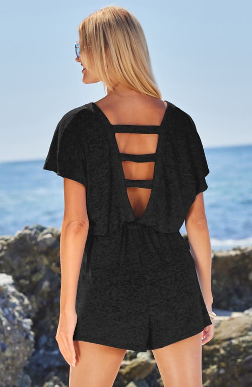 Becca Beach Date Burnout Jersey Cover-up Romper In Black