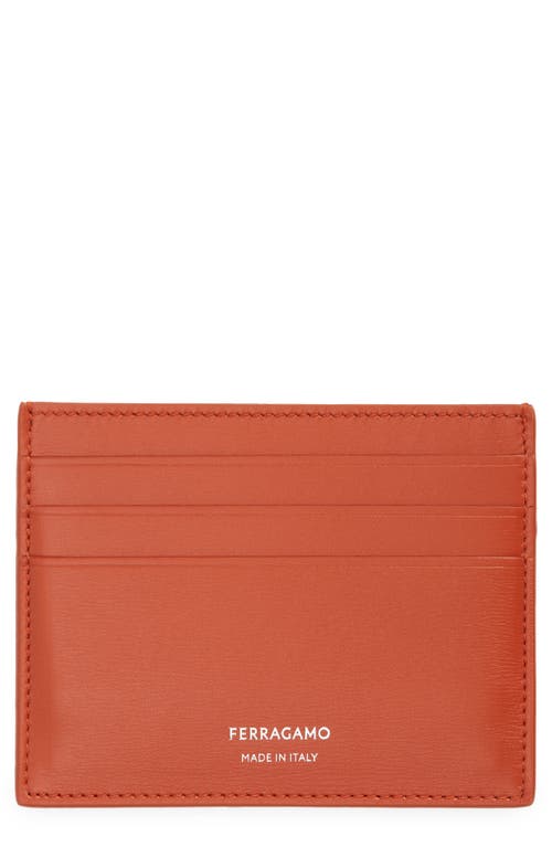 FERRAGAMO Classic Leather Card Case in Terracotta Nero at Nordstrom