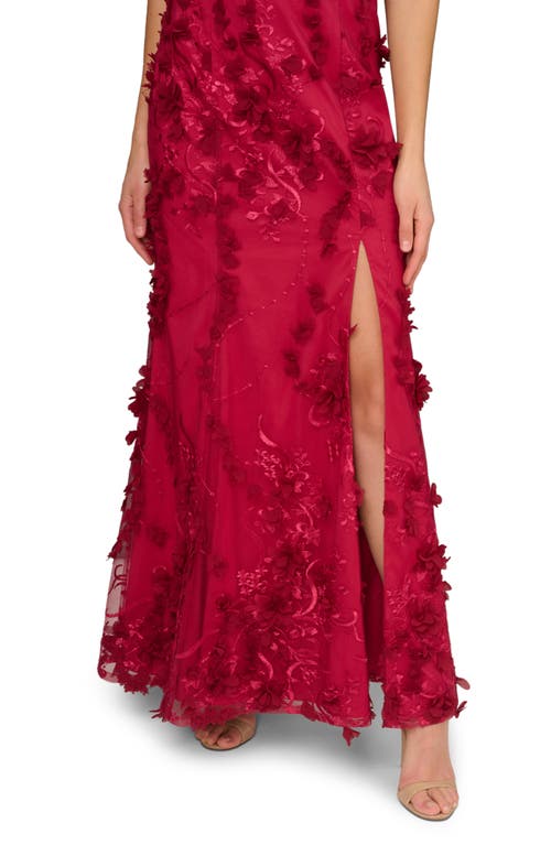 Shop Aidan Mattox By Adrianna Papell Embroidered Mesh Trumpet Gown In Faded Azalea