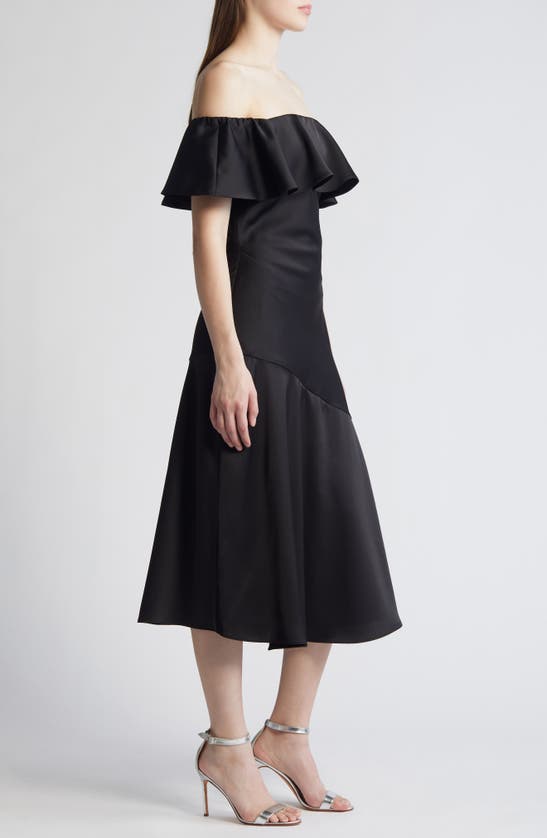 SAM EDELMAN SAM EDELMAN OFF THE SHOULDER A-LINE SATIN MIDI