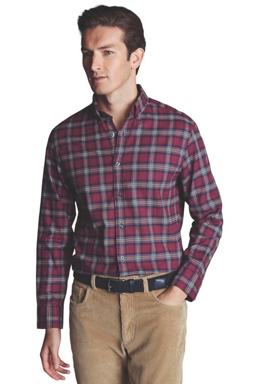 CHARLES TYRWHITT CHARLES TYRWHITT SLIM FIT BUTTON-DOWN COLLAR BRUSHED FLANNEL CHECK SHIRT