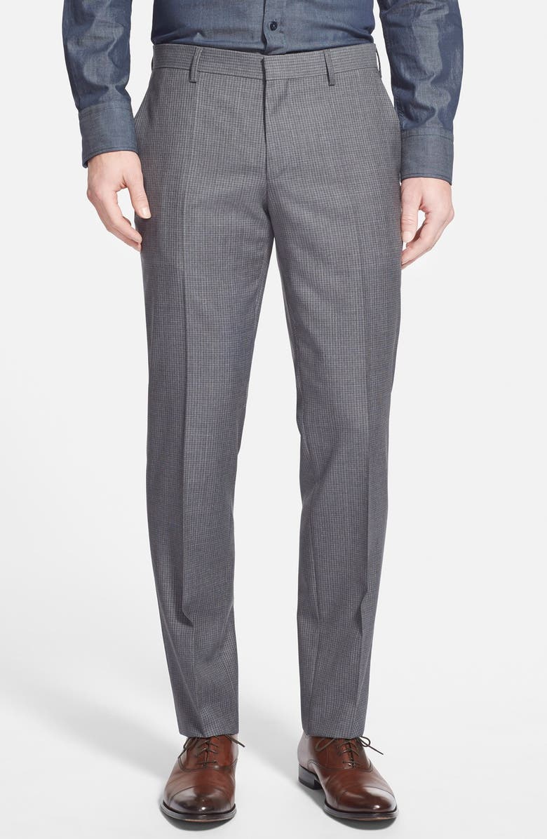 BOSS 'Genesis' Flat Front Check Wool Trousers | Nordstrom