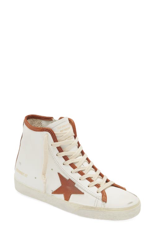 Golden Goose Francy Private Edition Zip High Top Sneaker In White/cuoio