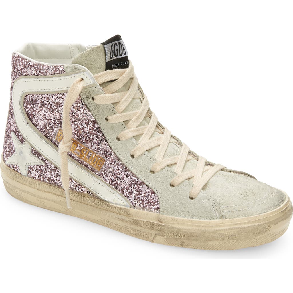 Golden Goose Slide High Top Sneaker In Lilac/sand