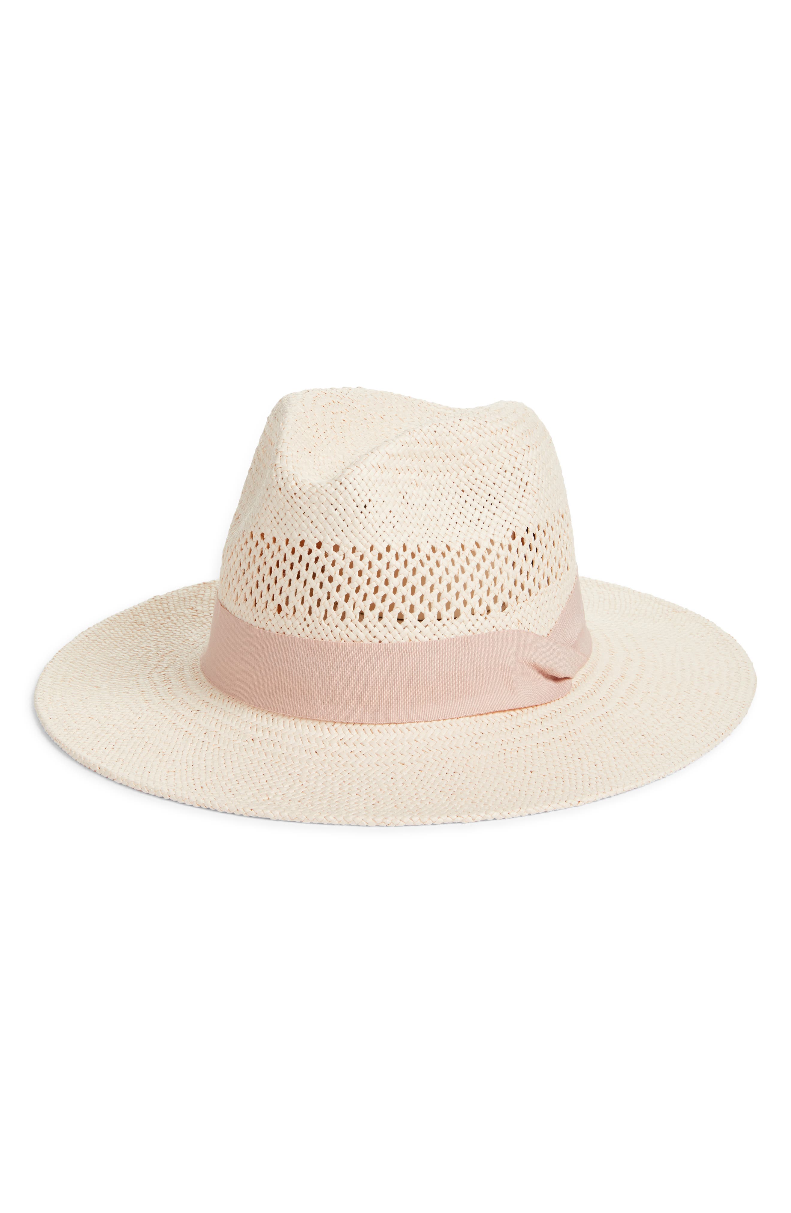 halogen open weave straw panama hat