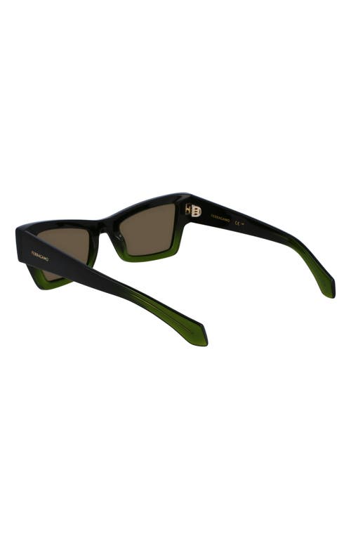 Shop Ferragamo Rivets 53mm Modified Rectangular Sunglasses In Transparent Dark Green