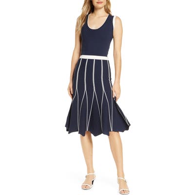 Adelyn Rae Melanie Contrast Detail Sweater Dress, Blue