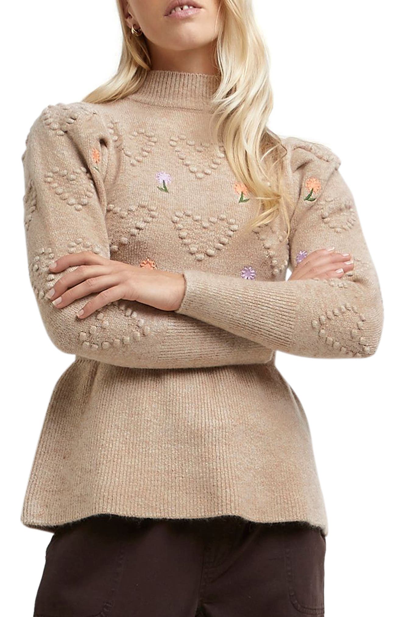 mock neck red sweater