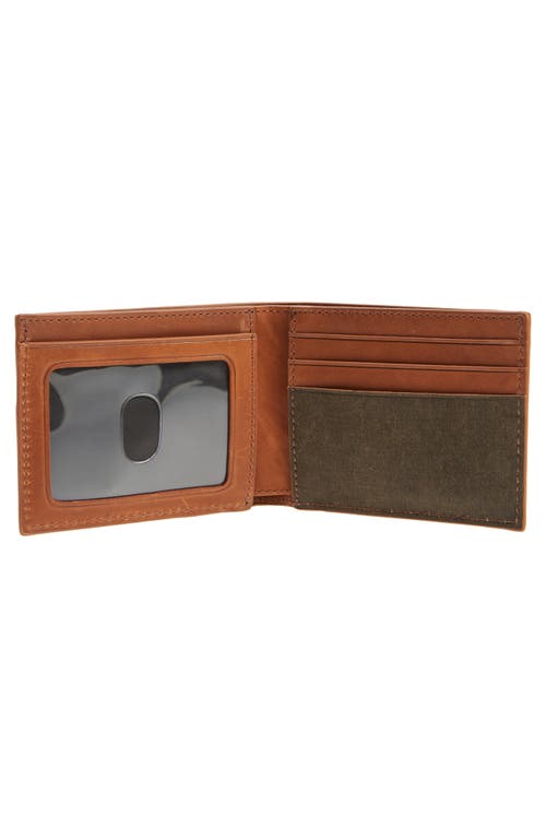 Shop Johnston & Murphy Antique Cotton & Leather Bifold Wallet In Brown/tan