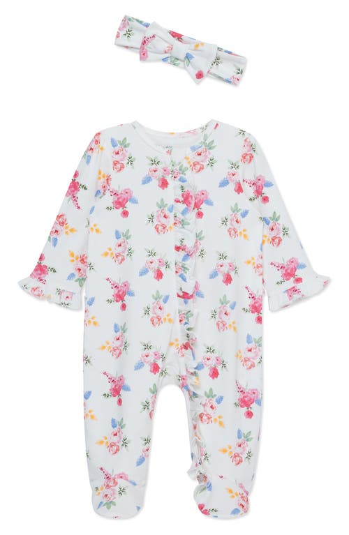 Shop Little Me Floral Cotton Footie & Headband Set