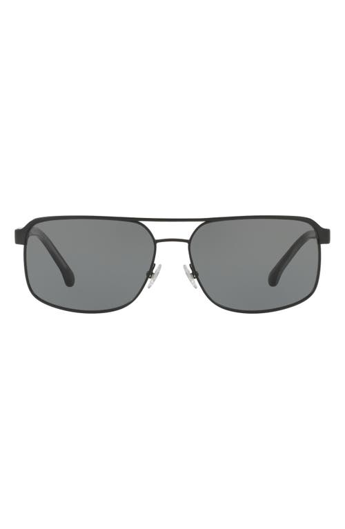 Brooks Brothers 59mm Pilot Sunglasses in Matte Black/Grey at Nordstrom