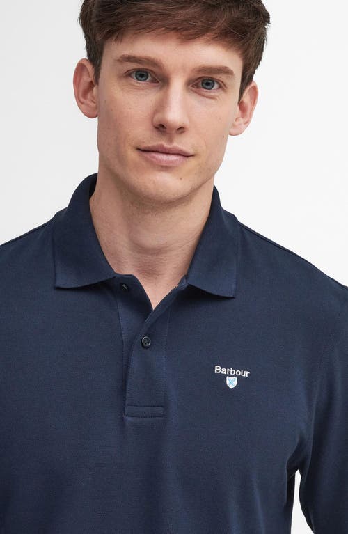 Shop Barbour Long Sleeve Cotton Polo In Navy