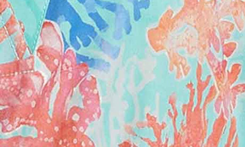 Foxcroft Vena Coral Print Cotton Tunic In Blue Multi