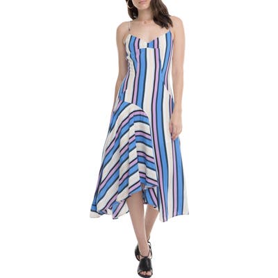 Astr The Label Ellen Directional Stripe Handkerchief Hem Dress, Purple