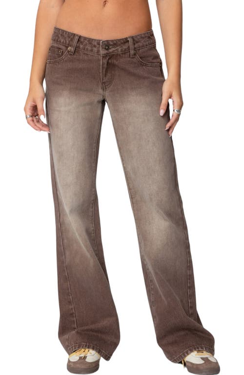 Shop Edikted Alysse Low Rise Wide Leg Jeans In Brown-washed