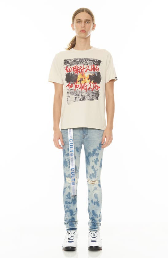 Cult Of Individuality Punk Belted Distressed Super Skinny Jeans In Tibet