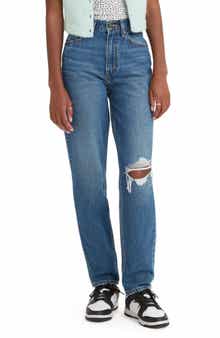 Levi's® Wedgie Ripped High Waist Crop Straight Leg Jeans | Nordstrom