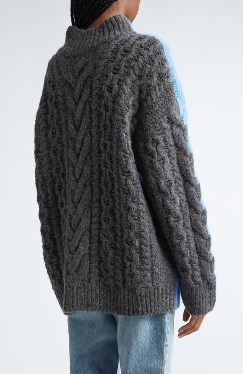 Shop Stella Mccartney Colorblocked Cable Knit Sweater In Blue Multi