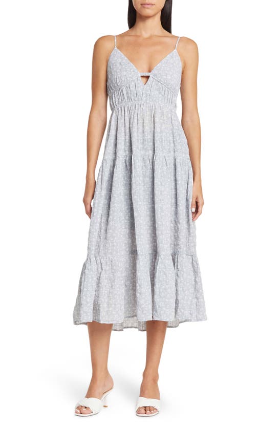 Sophie Rue Floral V-neck Tie Back Maxi Dress In Dusty Blue/ White ...