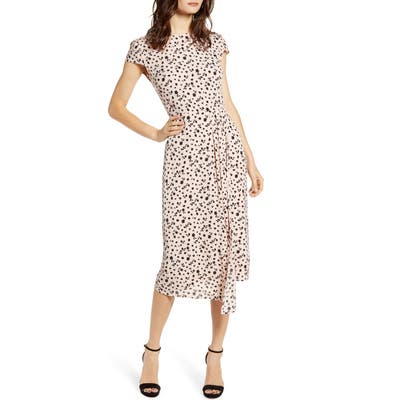 Leith Cap Sleeve Floral Midi Dress, Pink