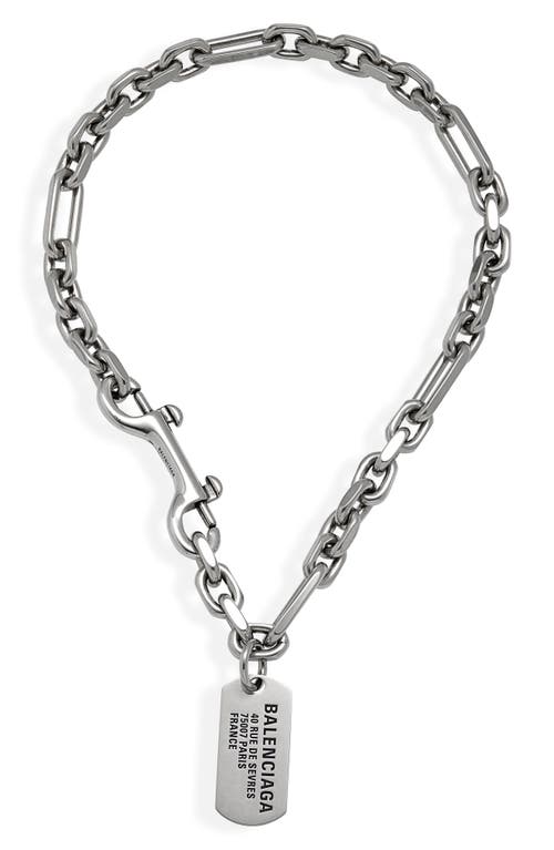 Balenciaga ID Tag Necklace Antique Silver at Nordstrom,