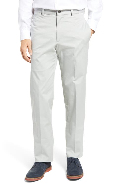 Berle Charleston Khakis Flat Front Cotton Stretch Twill Dress Pants in Light Grey