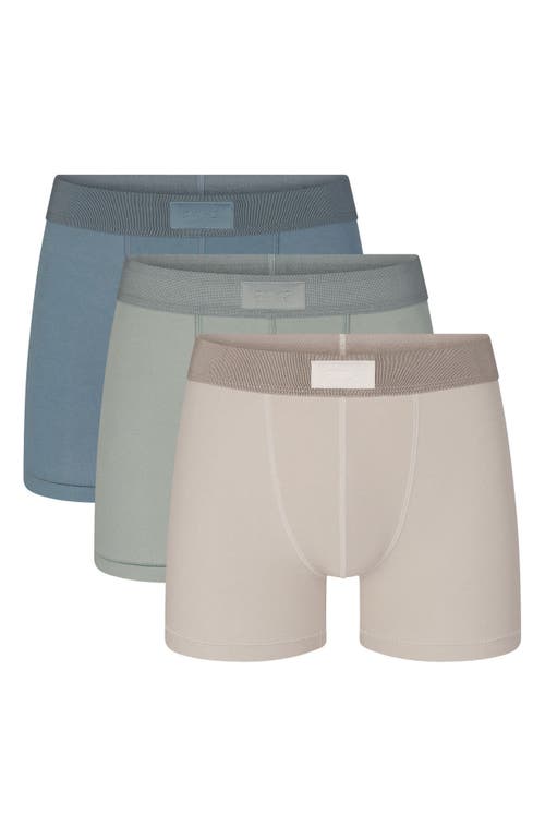 Skims 3-pack 3-inch Cotton & Modal Blend Boxer Briefs In Stone Multi