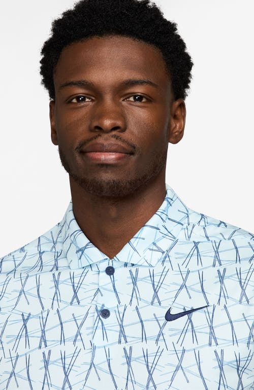 Shop Nike Victory Print Dri-fit Golf Polo In Glacier Blue/midnight Navy