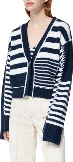 Adara Mixed Stripe Wool & Cashmere Cardigan